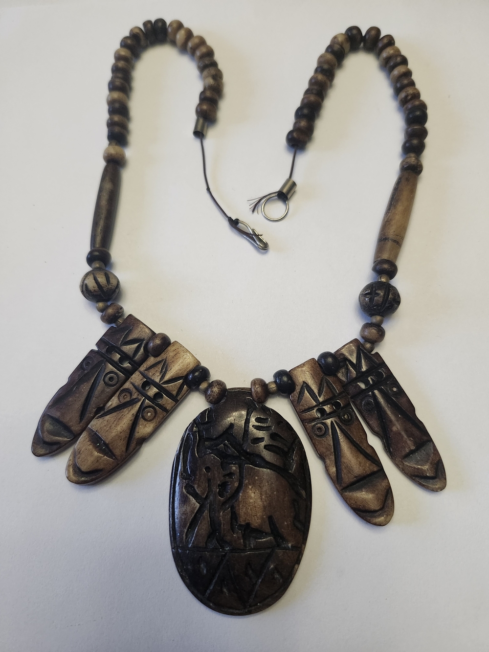 Vintage Hand-Carved African Style Tribal Boivine Necklace